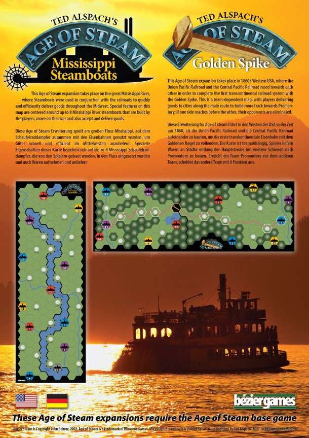 Age of Steam Expansion: Mississippi Steamboats / Golden Spike