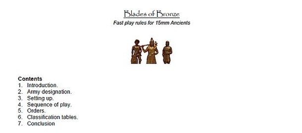 Blades of Bronze: Fast play rules for 15mm Ancients
