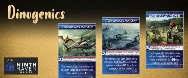 Dinogenics: Breaking News Cards – Dice Tower 2020 Event Promos