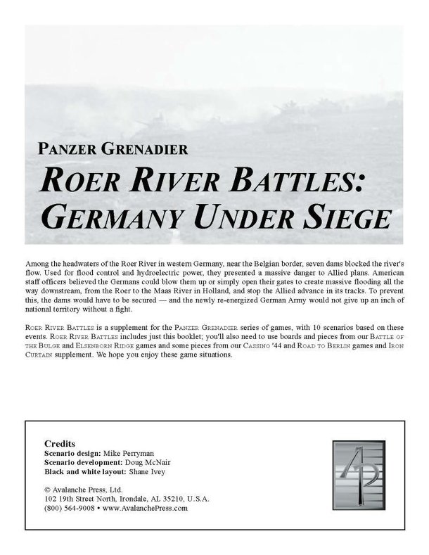 Panzer Grenadier: Roer River Battles – Germany Under Siege