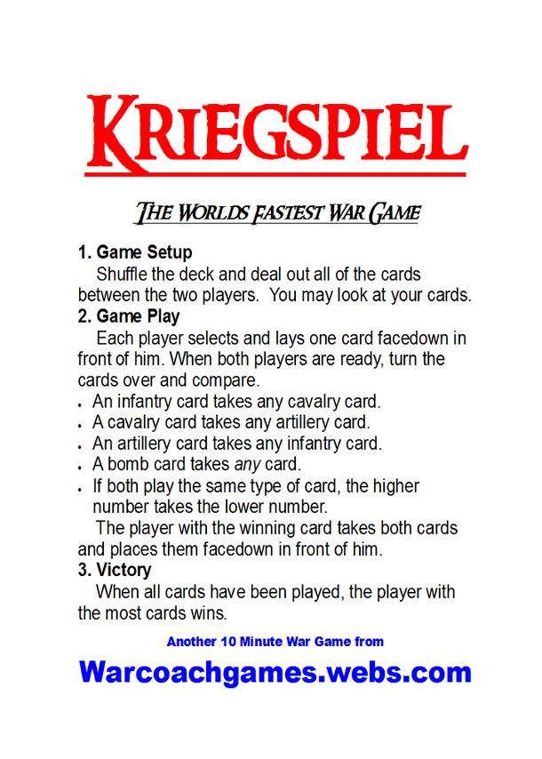 Kriegspiel, the card game